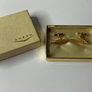 Anson Cufflinks Gold Color Men's Vintage Gold Tone Estate Sale Formal Wear